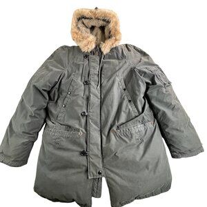 J Crew Expedition Down Jacket Mens XL Green Feathers Parka Winter Coat 88635 Y2K